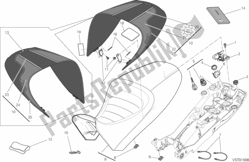 Toutes les pièces pour le Siège du Ducati Diavel Carbon FL 1200 2016